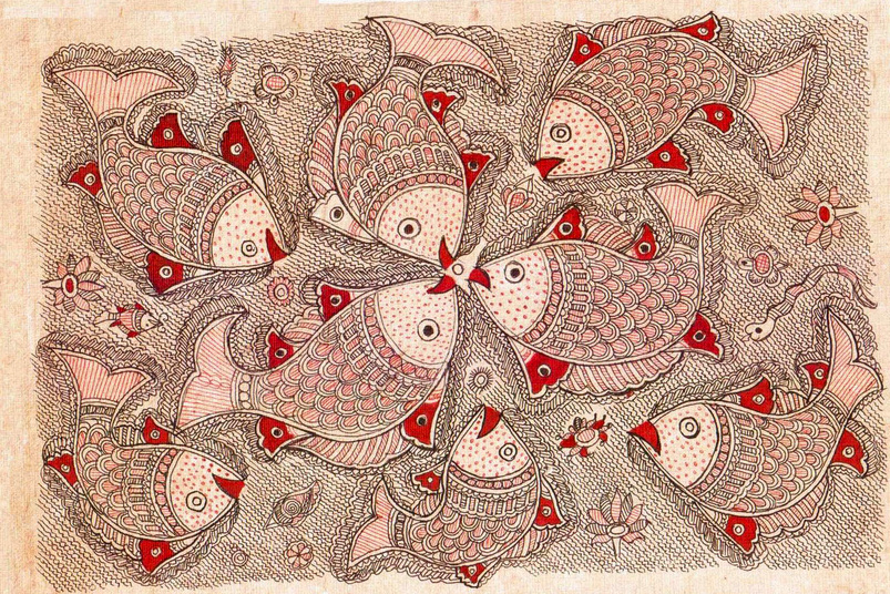 Madhubani também conhecido como Pintura de Mithila uma arte tradicional  indiana, Nabojit Kar