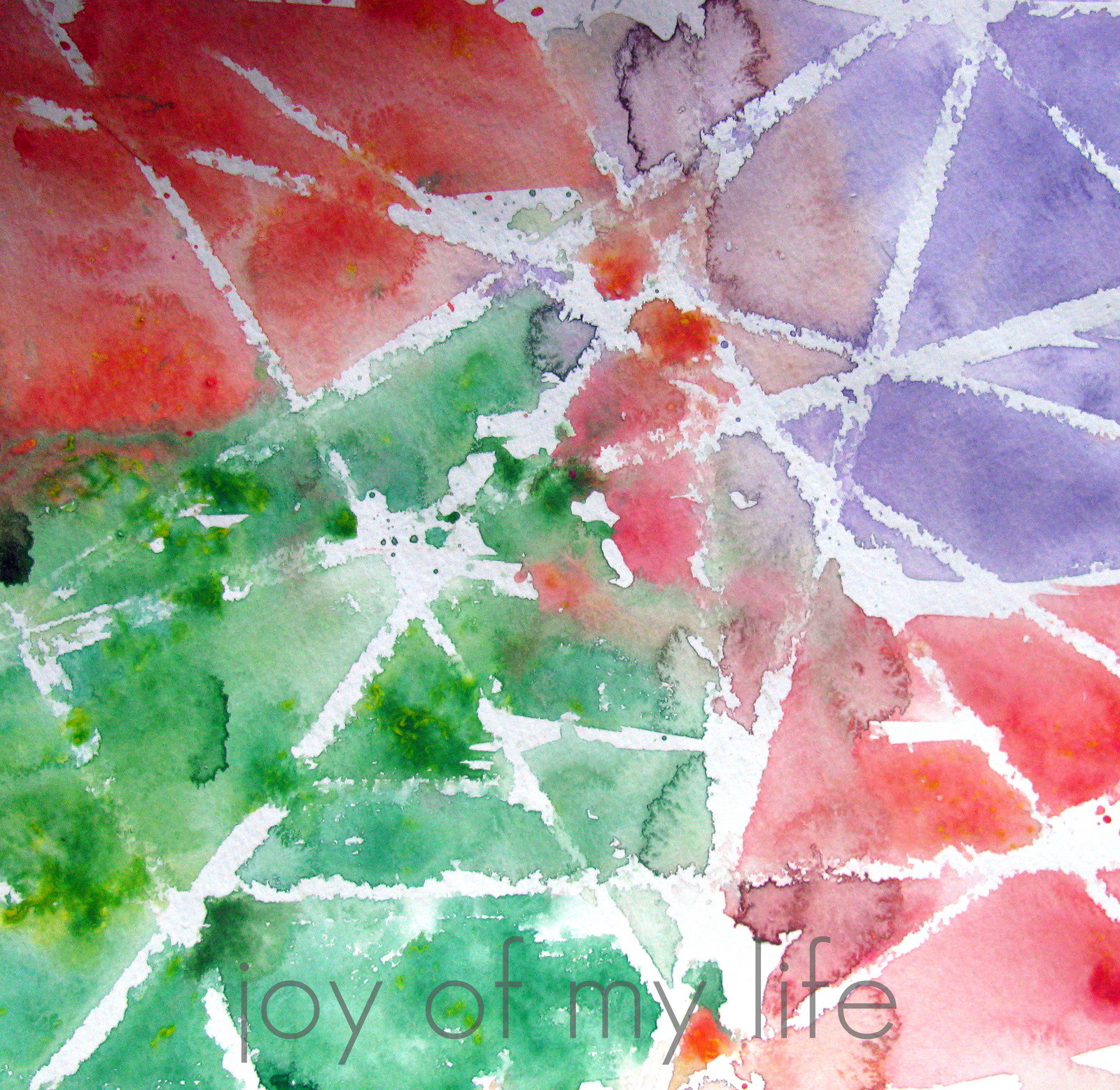 Painting: Watercolor resist with white oil pastel lines. 