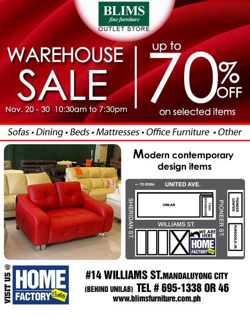 Manila Shopper BLIMS Fine Furniture Warehouse SALE November 2015