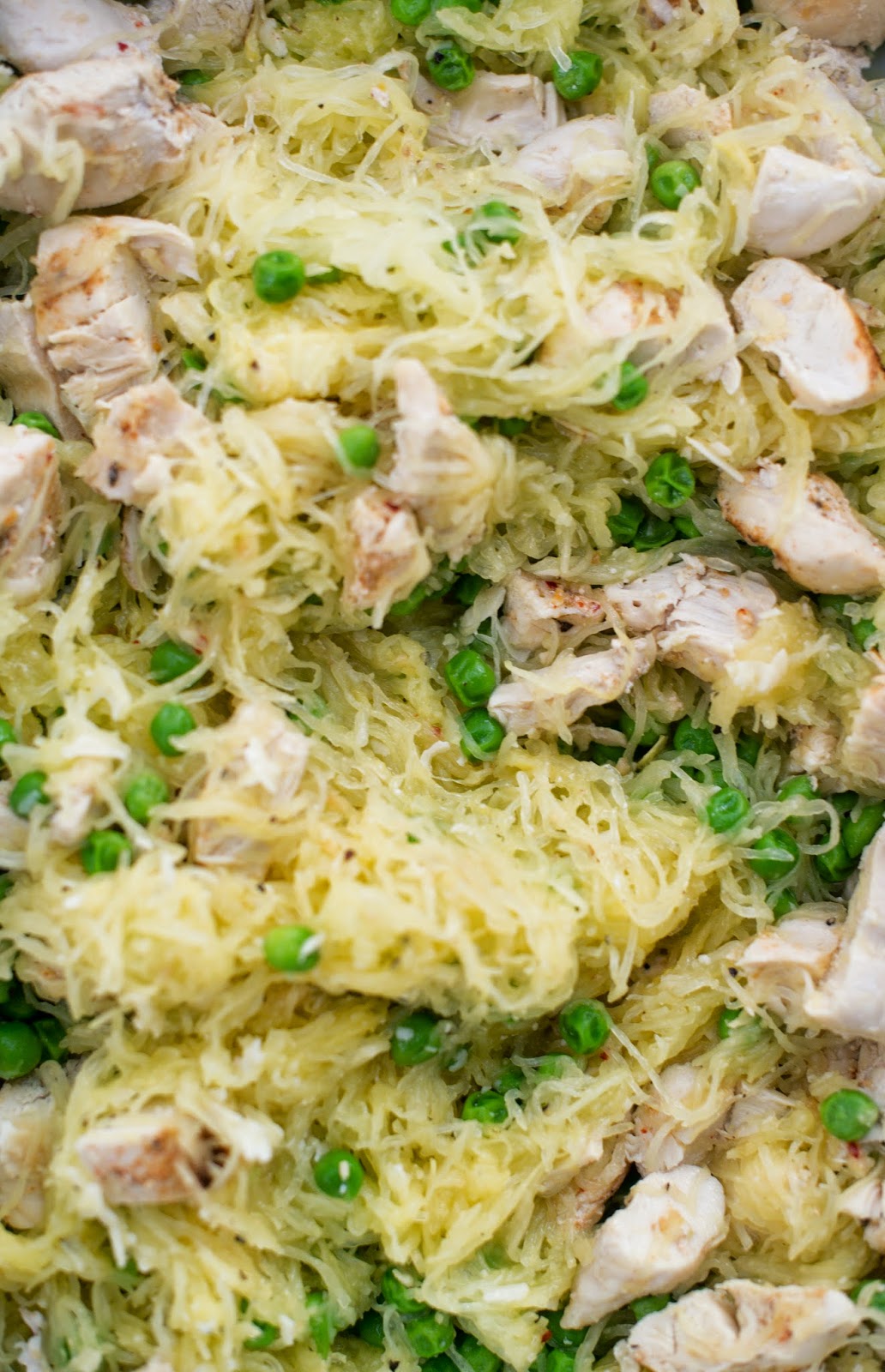 Domestic Fashionista Garlic Parmesan Spaghetti Squash with Chicken and