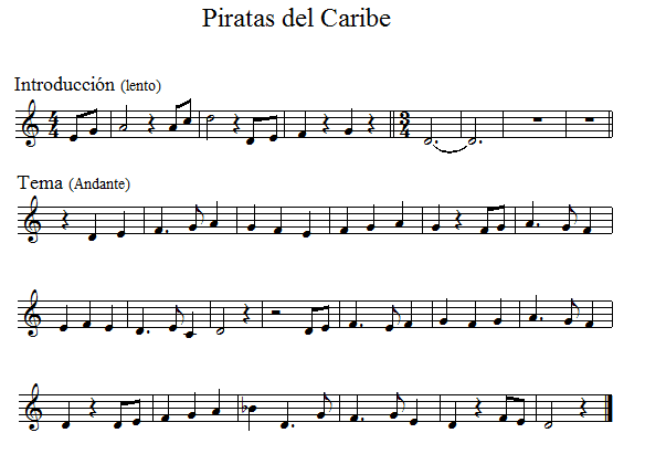 Partituras Para Flauta Piratas Del Caribe