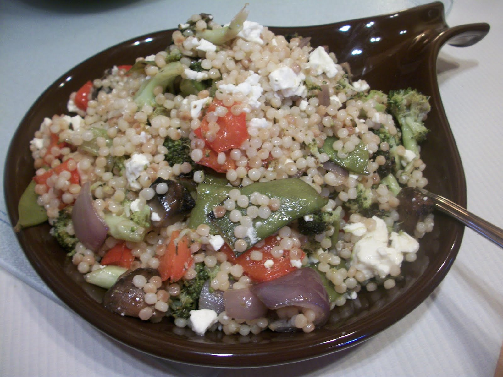 Cook with Sara Israeli Couscous with Roasted Vegetables and Feta
