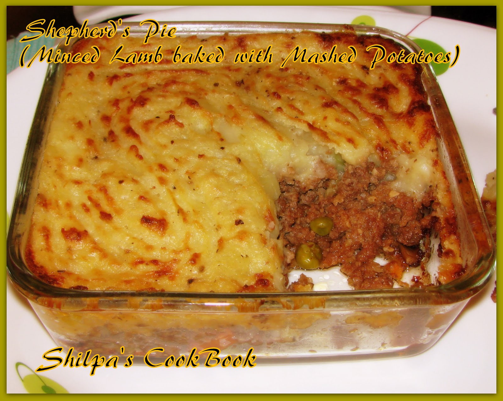 Cook Book Shepherd's Pie ( Minced Lamb baked with Mashed Potatoes)