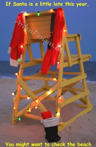 Santa at the beach cards