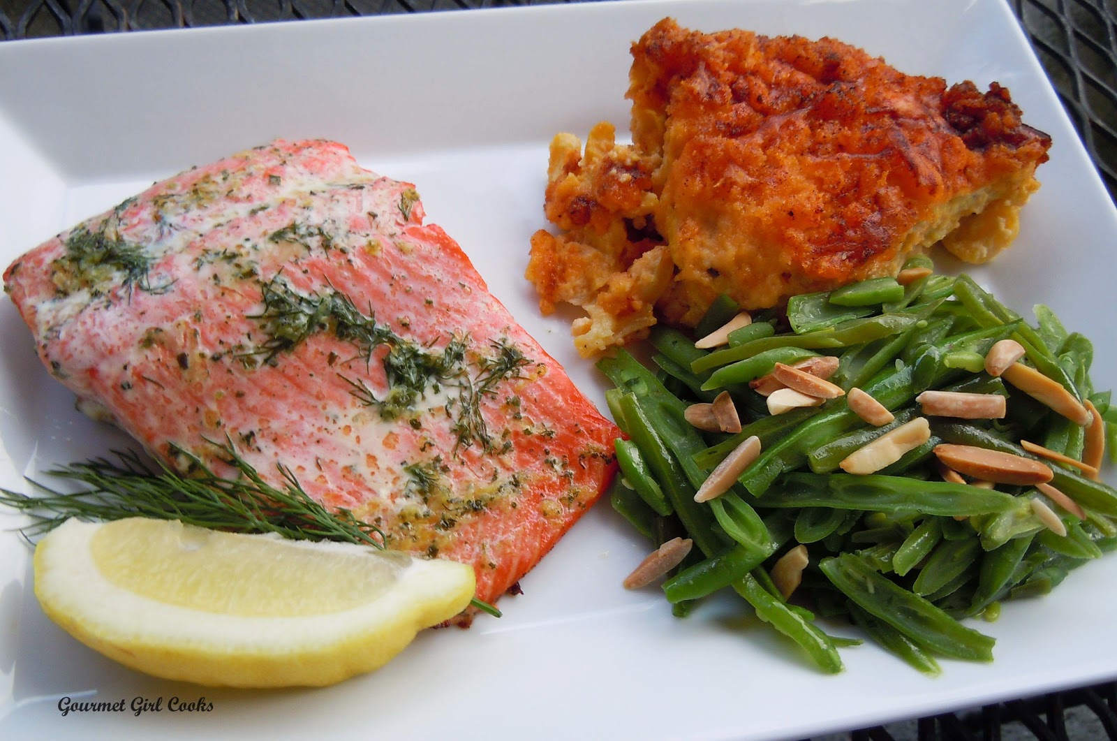 Gourmet Girl Cooks Roasted Wild Sockeye Salmon w/ Lemon Dill Garlic Butter