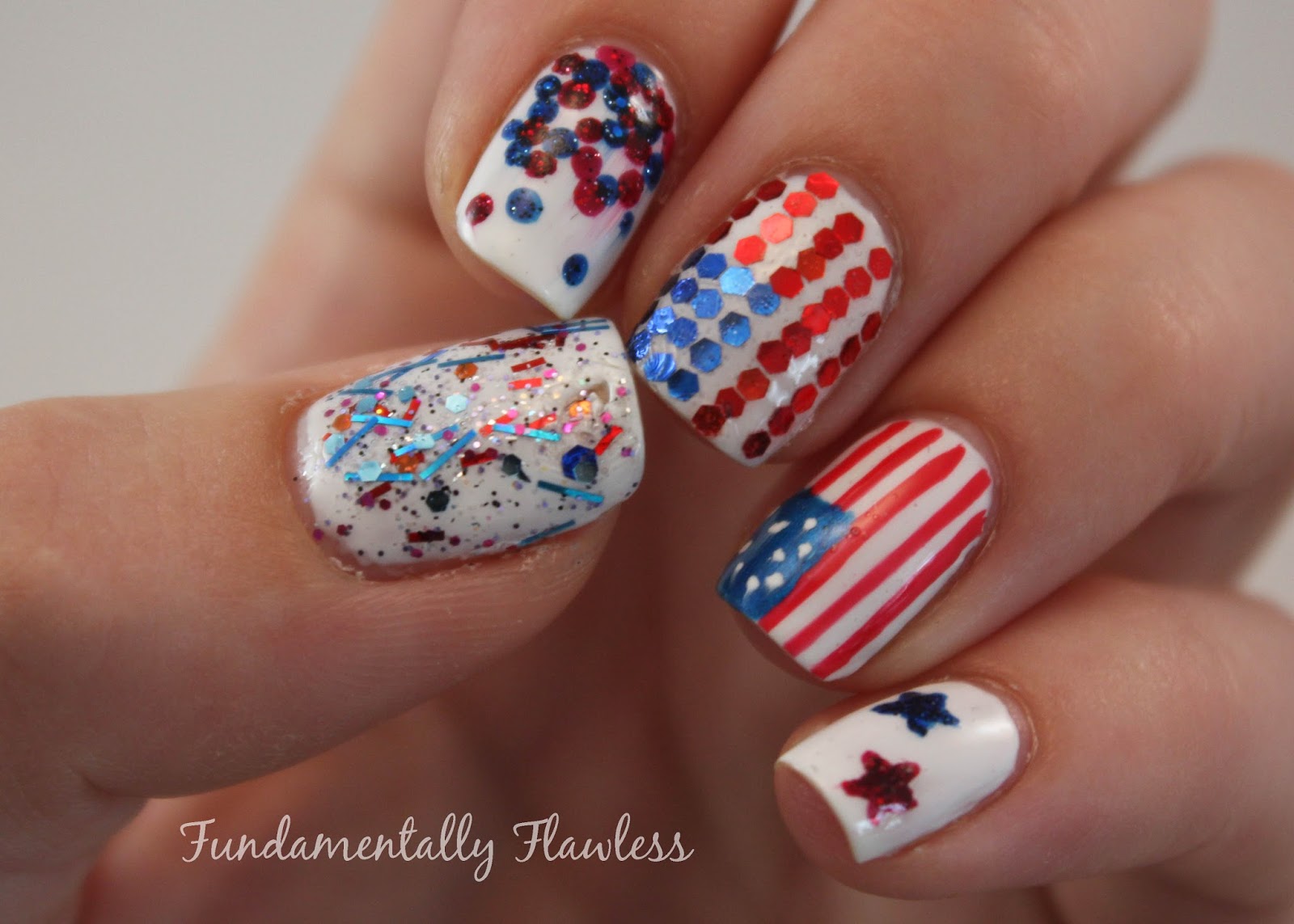 Fundamentally Flawless Models Own Week July 4th American Themed Nails