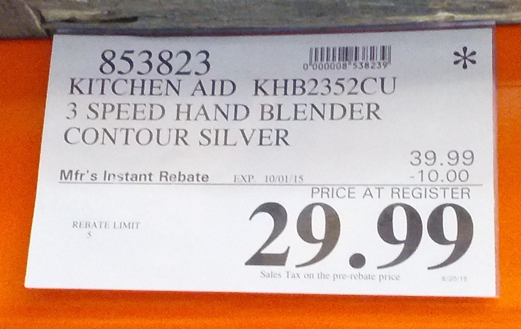 KitchenAid KHB2352CU 3 Speed Hand Blender (Contour Silver) Costco