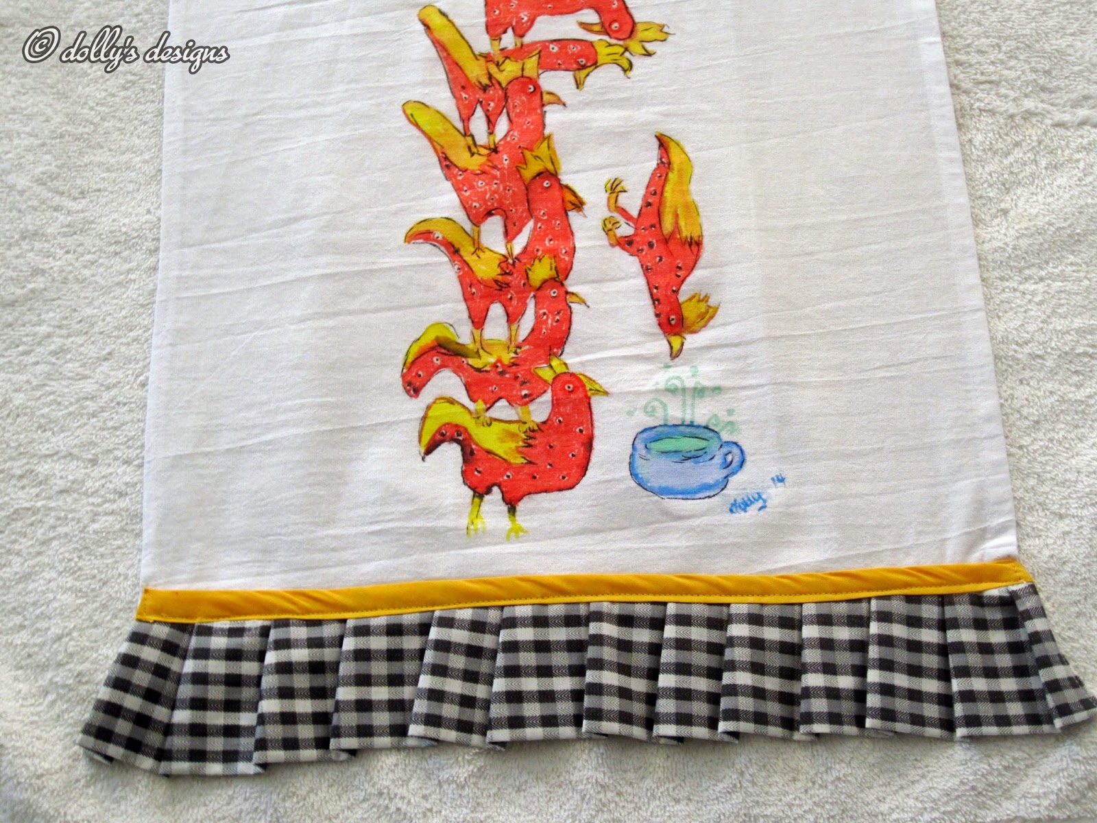 dolly's designs Painting a Tea Towel and the Story Behind it!