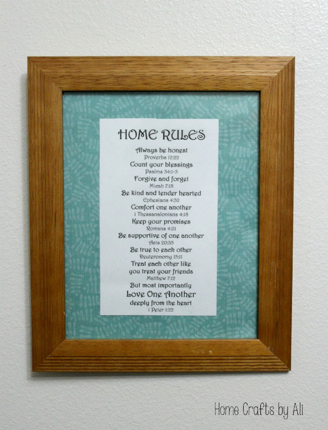 Framed Home Rules Home Crafts by Ali