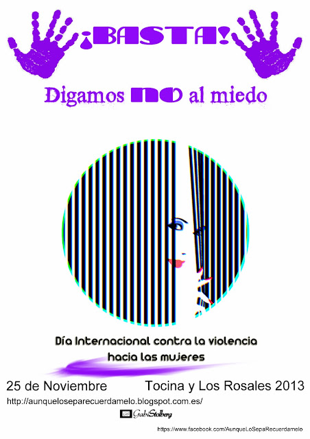 cartel dia internacional contra la violencia hacia las mujeres 2013 basta mujer saliendo cortinas