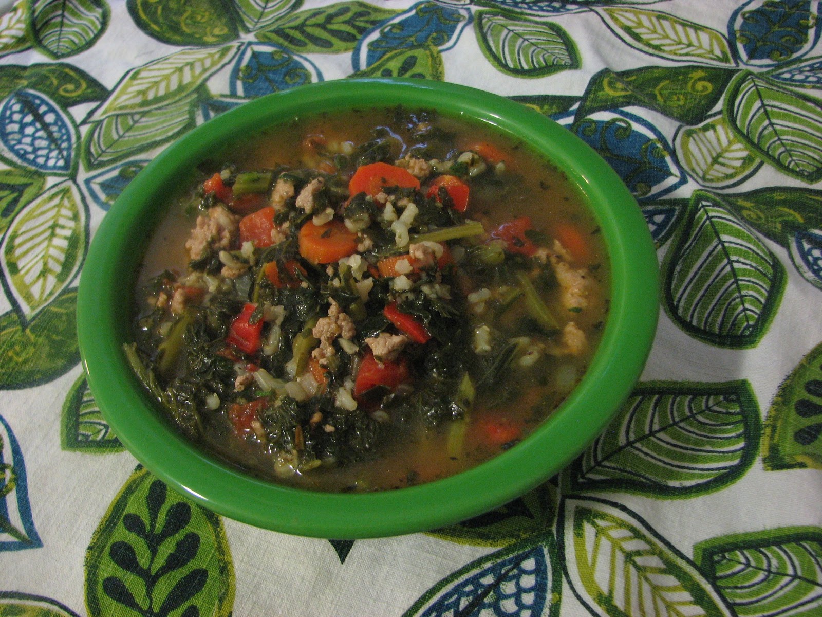 Shel's Kitchen Turkey, Kale and Brown Rice Soup