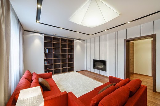 style of minimalism in living room, small area with two floors