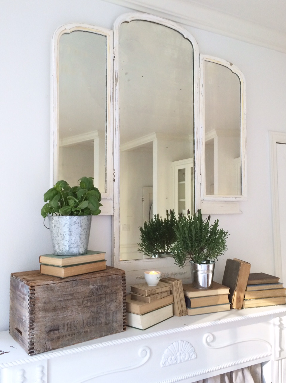 Little Farmstead Vintage Books and Herbs Mantel...