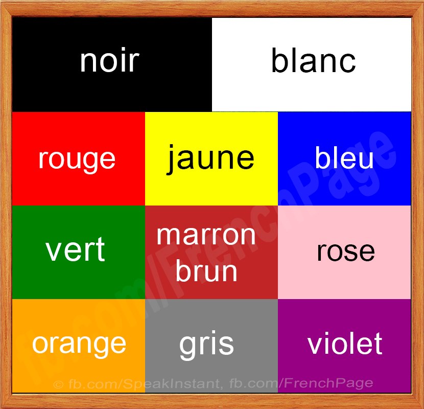 ICI ON PARLE FRANÇAIS LES COULEURS