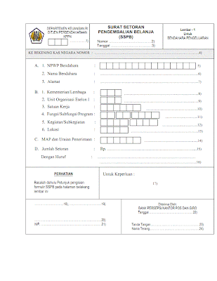Surat Setoran Pengembalia Belanja
