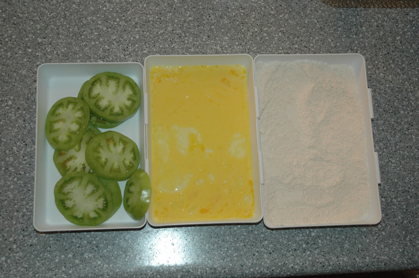 The Sugared and Spiced Kitchen Fried Green Tomatoes with Roasted Red