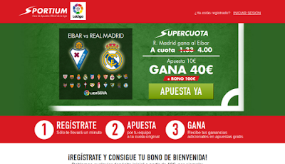 Sportium Supercuota 4 Real Madrid gana Eibar +100 euros 29 noviembre Sportium Supercuota 4 Real Madrid gana Eibar +100 euros 29 noviembre