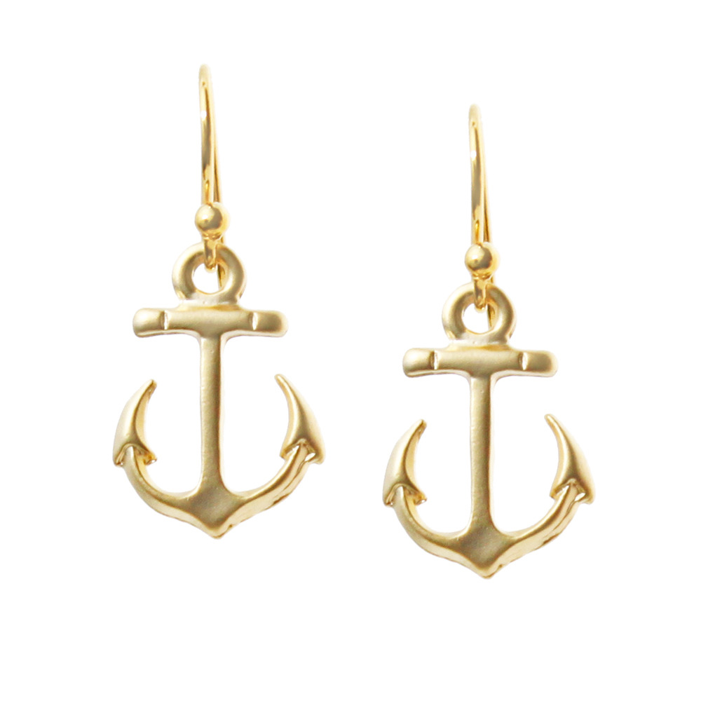 Auger Valve Image Gold Anchor Earrings