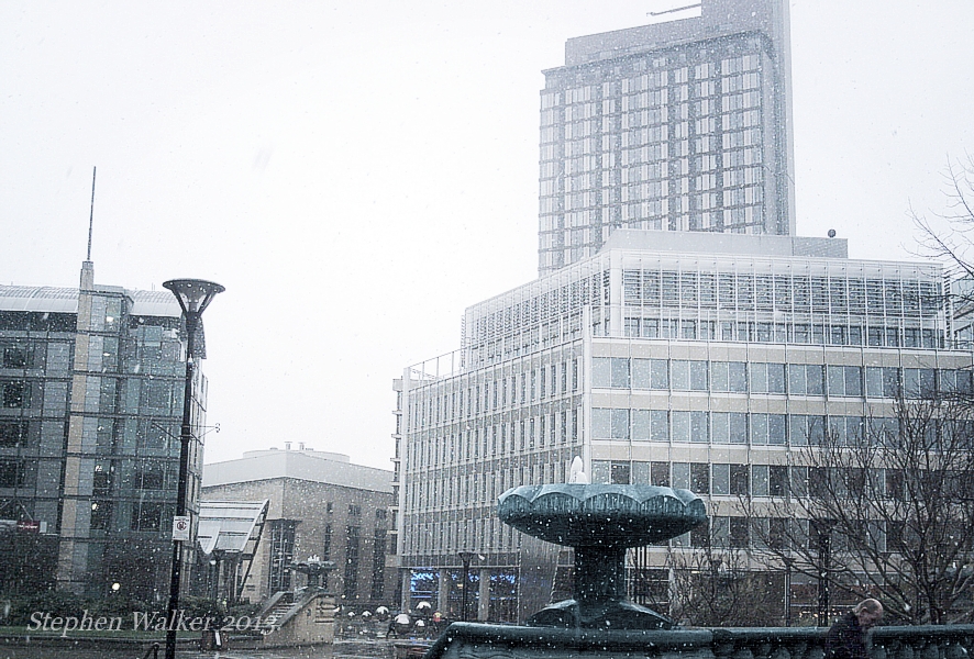 Steve Does Sheffield St Paul's Square in the Snow.