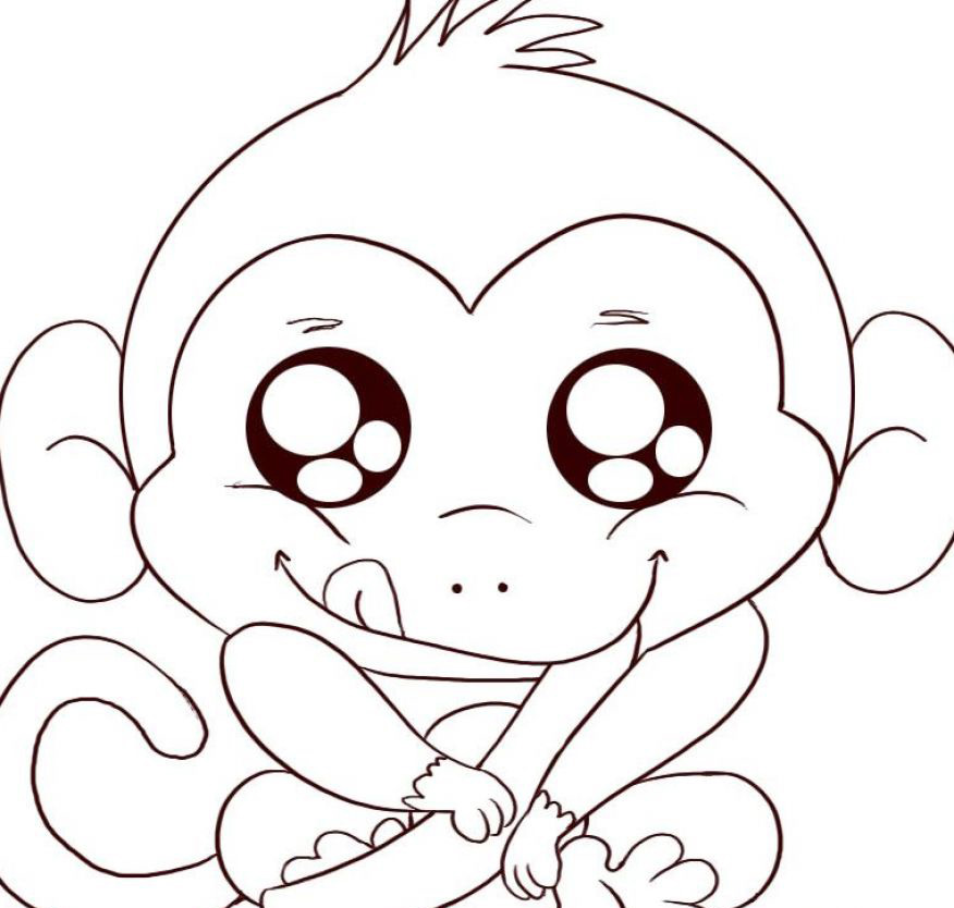 Animal Monkey and Baby Monkey Coloring Pages Kids | Kids Coloring Pages