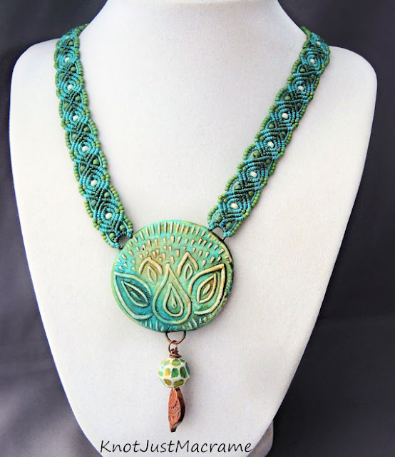 Micro macrame necklace with Staci Louise Pendant.