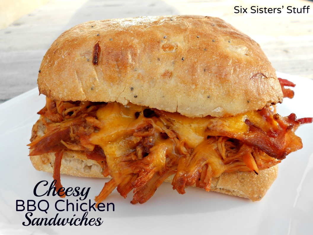 Slow Cooker Cheesy BBQ Chicken Bacon Sandwiches / Six Sisters' Stuff