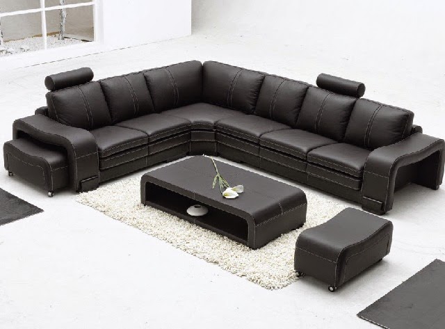 Modern Minimalist Large Leather Sectional Sofa Sets