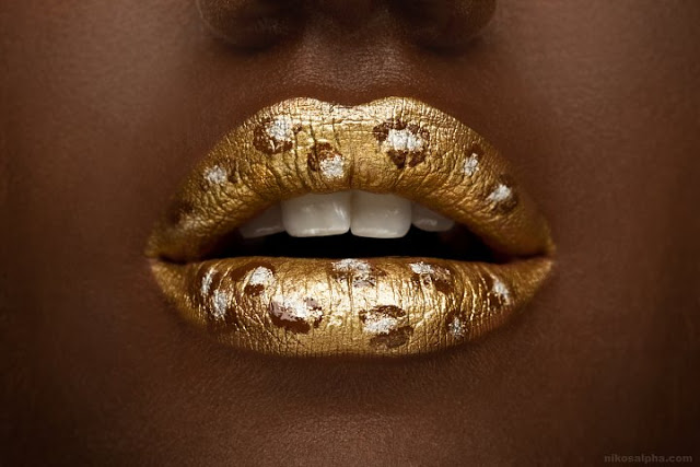 Golden Leopard Lip Makeup
