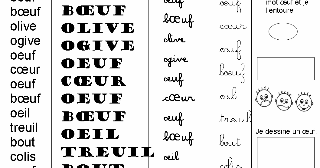 Maternelle Retrouver le mot OEUF