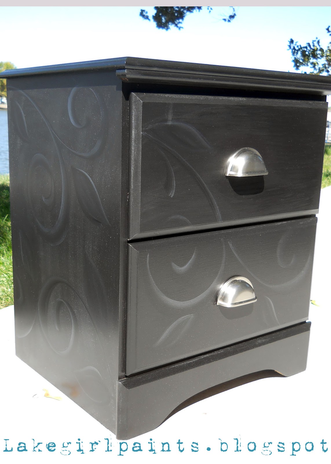 Lake Girl Paints Black and Brushed Nickel Nightstand