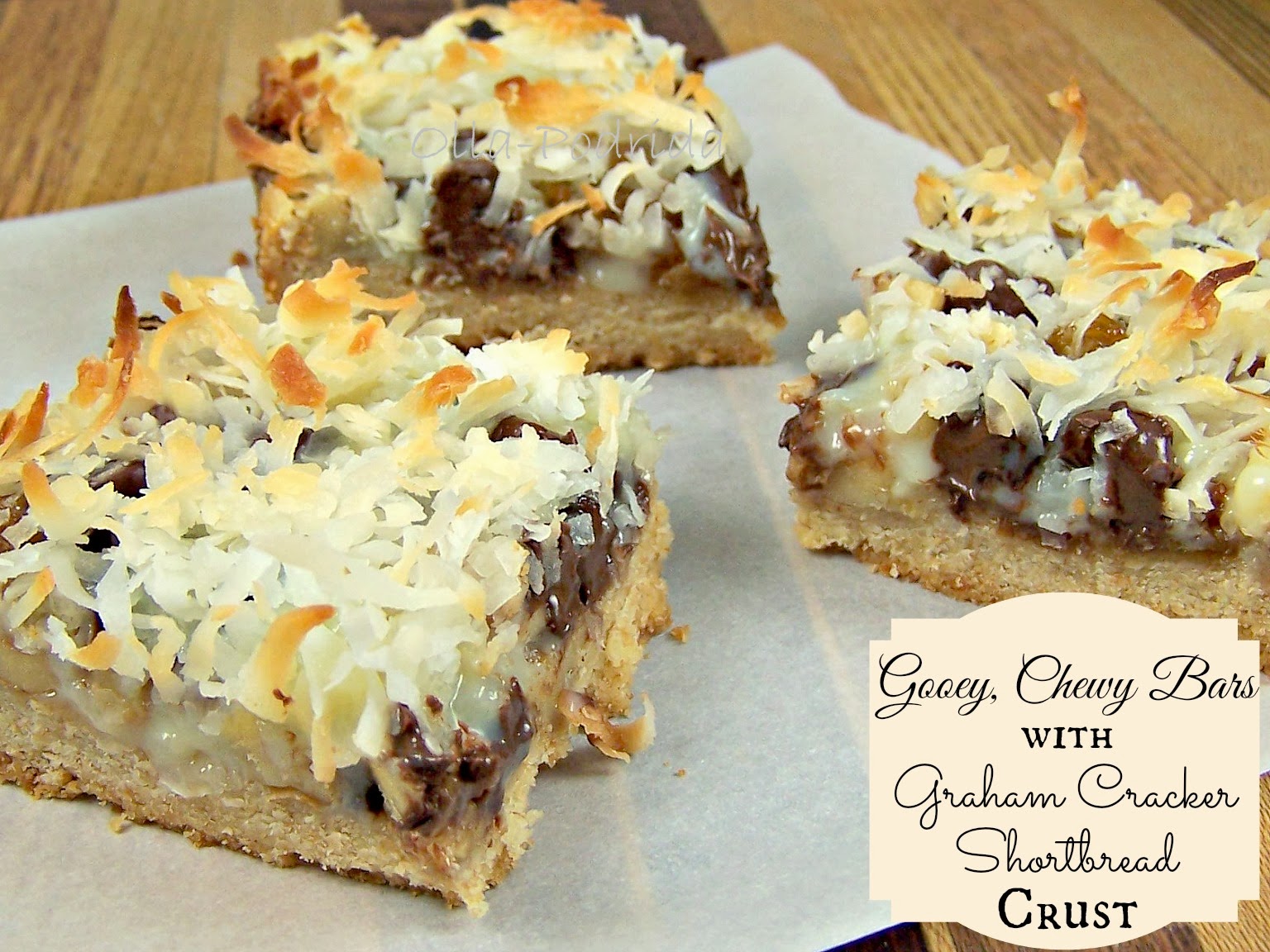 OllaPodrida Gooey, Chewy Bars with Graham Cracker Shortbread Crust
