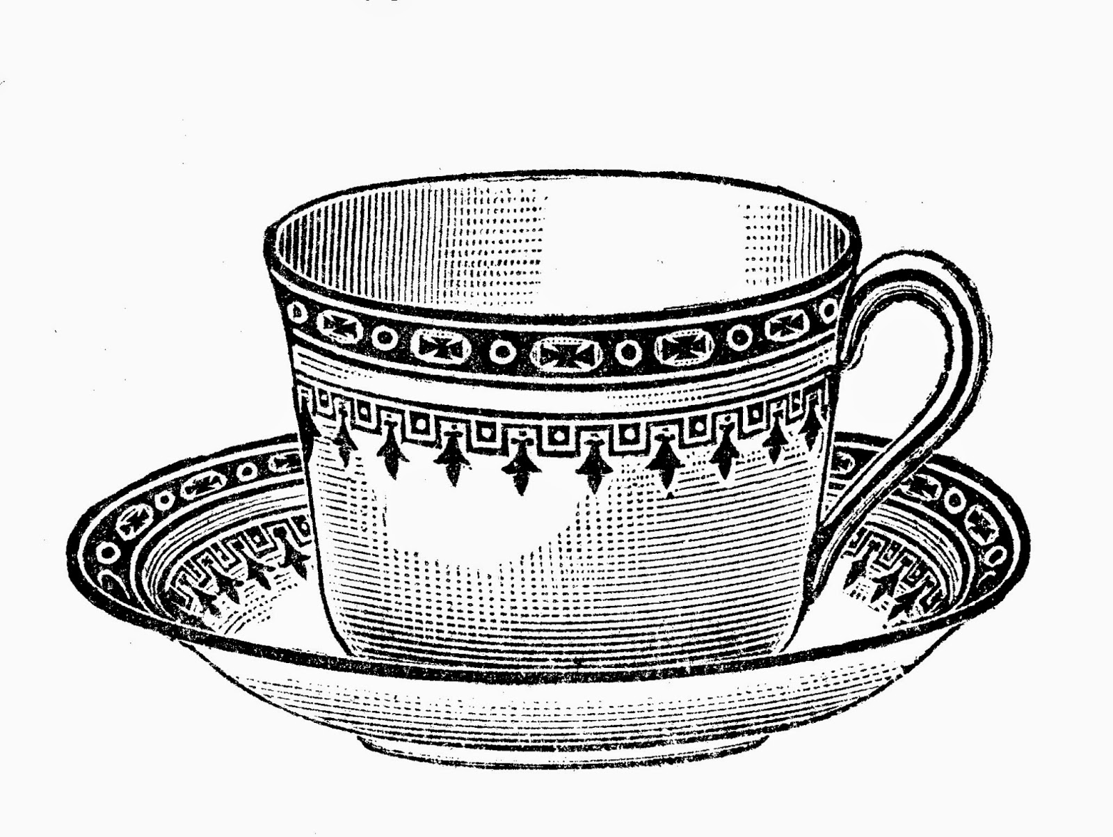 Sisters' Warehouse Tea Time Free Vintage Illustrations in Black and