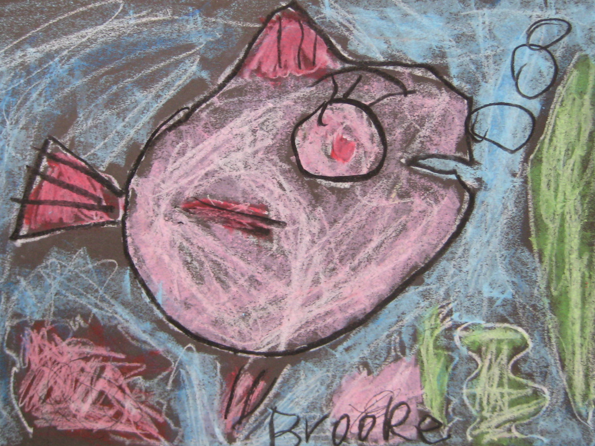 TeachKidsArt Oil Pastel Fish Kindergarten Style!