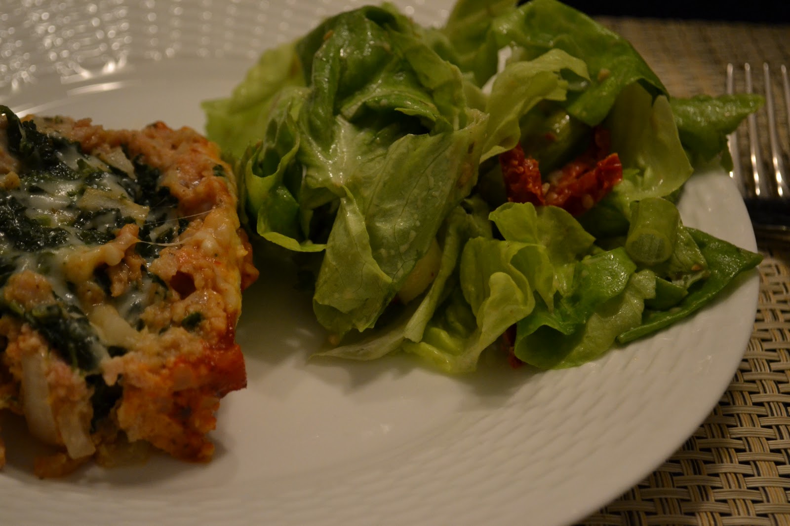 Kitchen Ambition Chicken Meatloaf Stuffed with Spinach and Mozzarella
