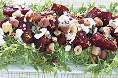 Roasted Beet Salad w/ French Feta, Toasted Hazelnuts, and Honey Orange Vinaigrette