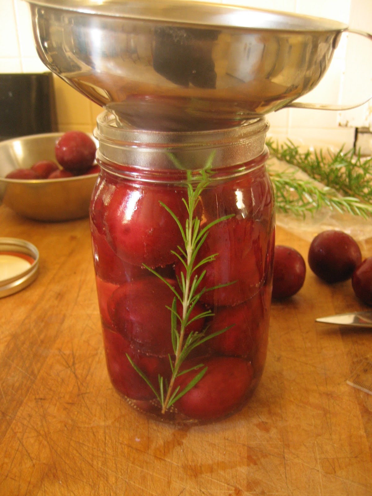 Homemade Trade Canning Whole Fruit Cook It! July Resolution Plums in Syrup with Rosemary