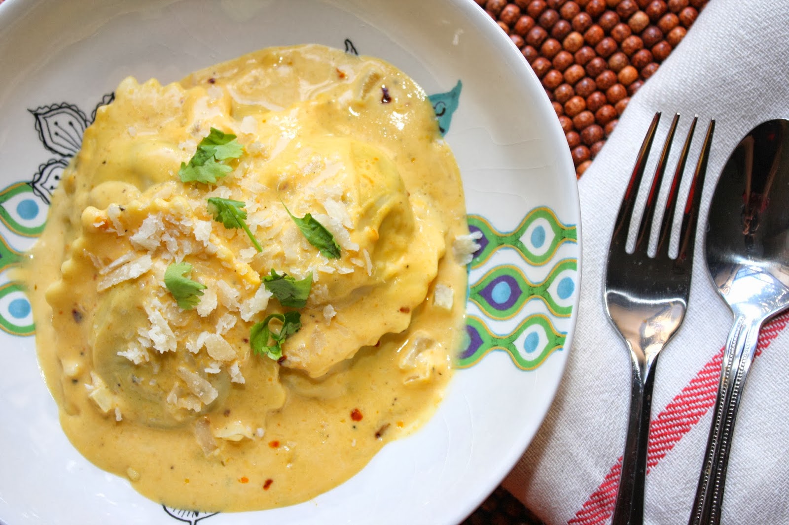 The Bitchin' Kitchin': Crab Ravioli with Pumpkin Alfredo Sauce