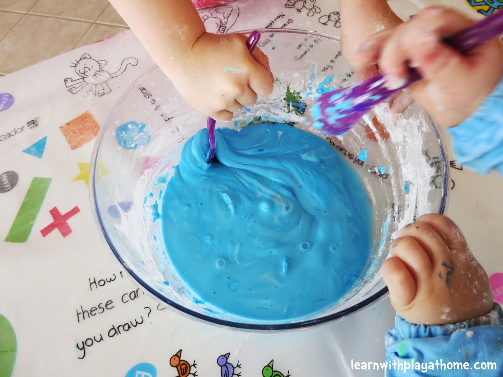 Learn with Play at Home Cornflour Slime. How to make and what not to do!