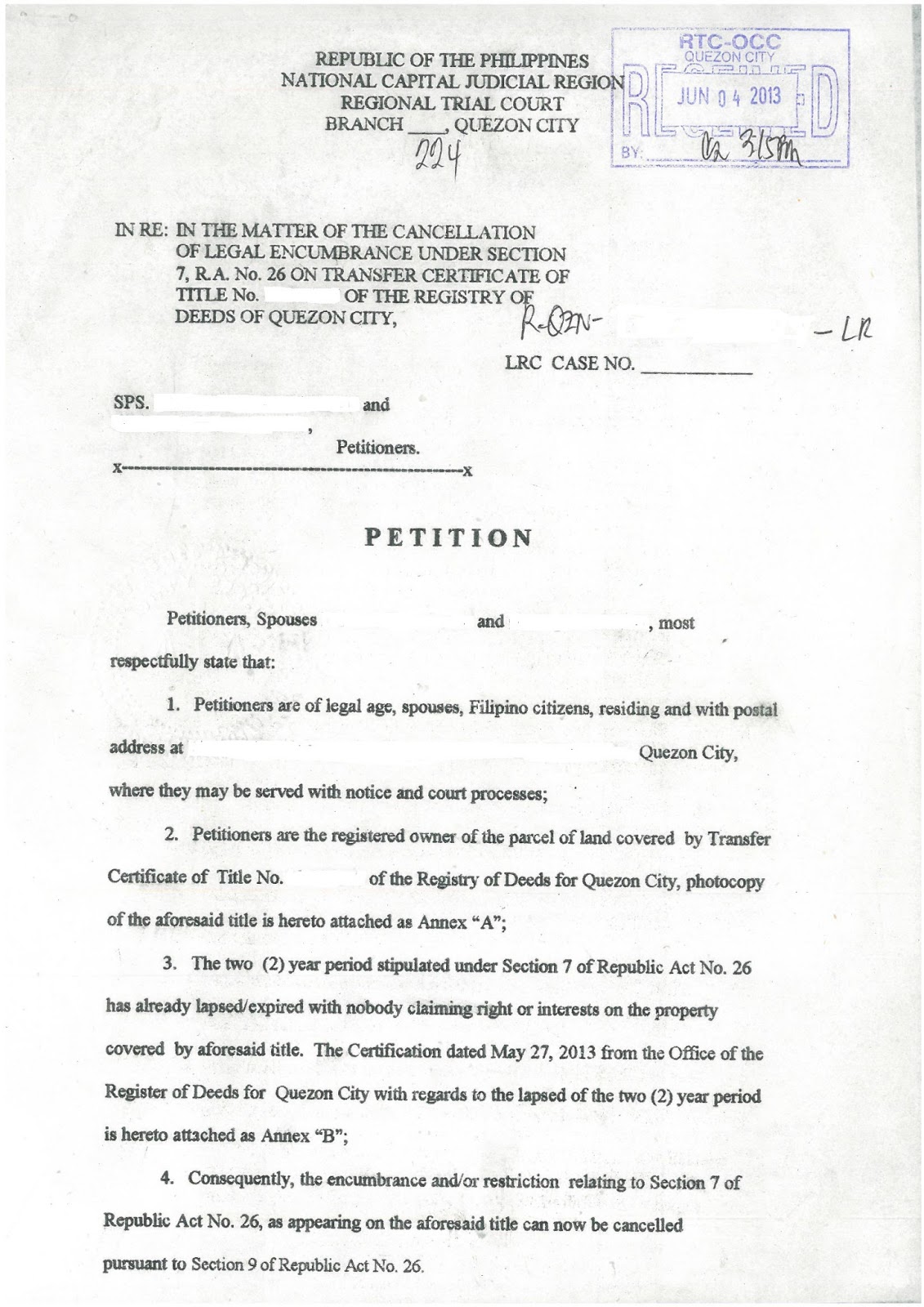 sample certificate of title