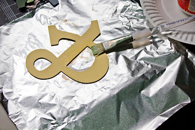 Tutorial for cardstock ampersand, beginning to layer with Mod Podge
