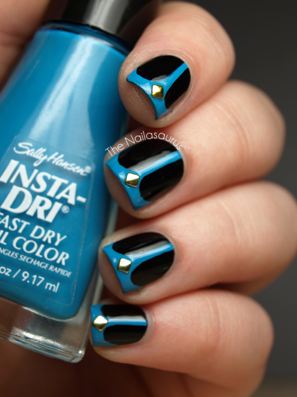 Black and Blue Whale Tail Nail