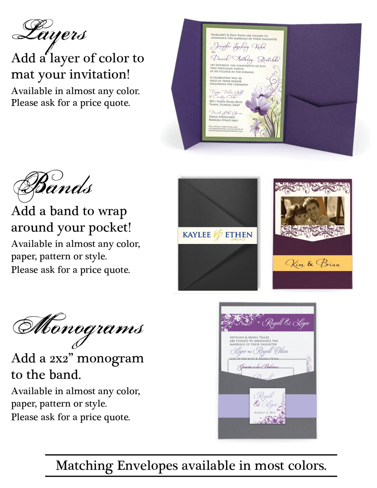 Kara's Koncepts Graphic Design Custom Wedding Invitations, Canvas
