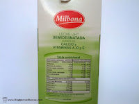 Valores nutricionales de la leche semidesnatada con calcio Milbona de Lidl fabricada por Leche Celta.
