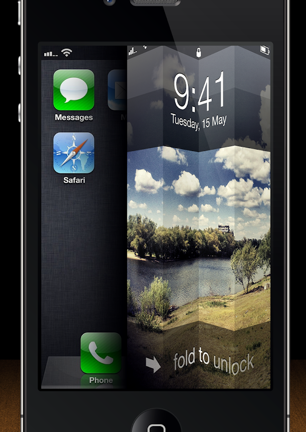 Slide to Unlock concept Fold to Unlock iOS 6
