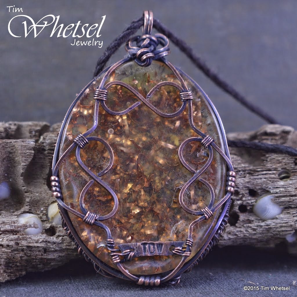 Back side of the wire wrapped tree of life mother of pearl orgonite ©2015 Tim Whetsel Jewelry