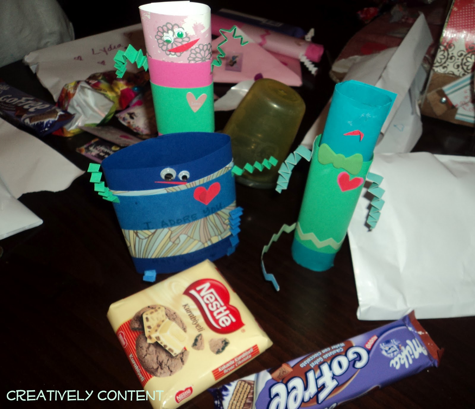 Creatively Content Candy bar holders & thoughtful love.