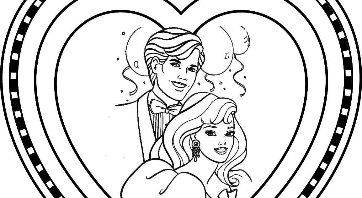BARBIE COLORING PAGES: BARBIE AND KEN VALENTINE'S DAY COLORING BOOK PAGE