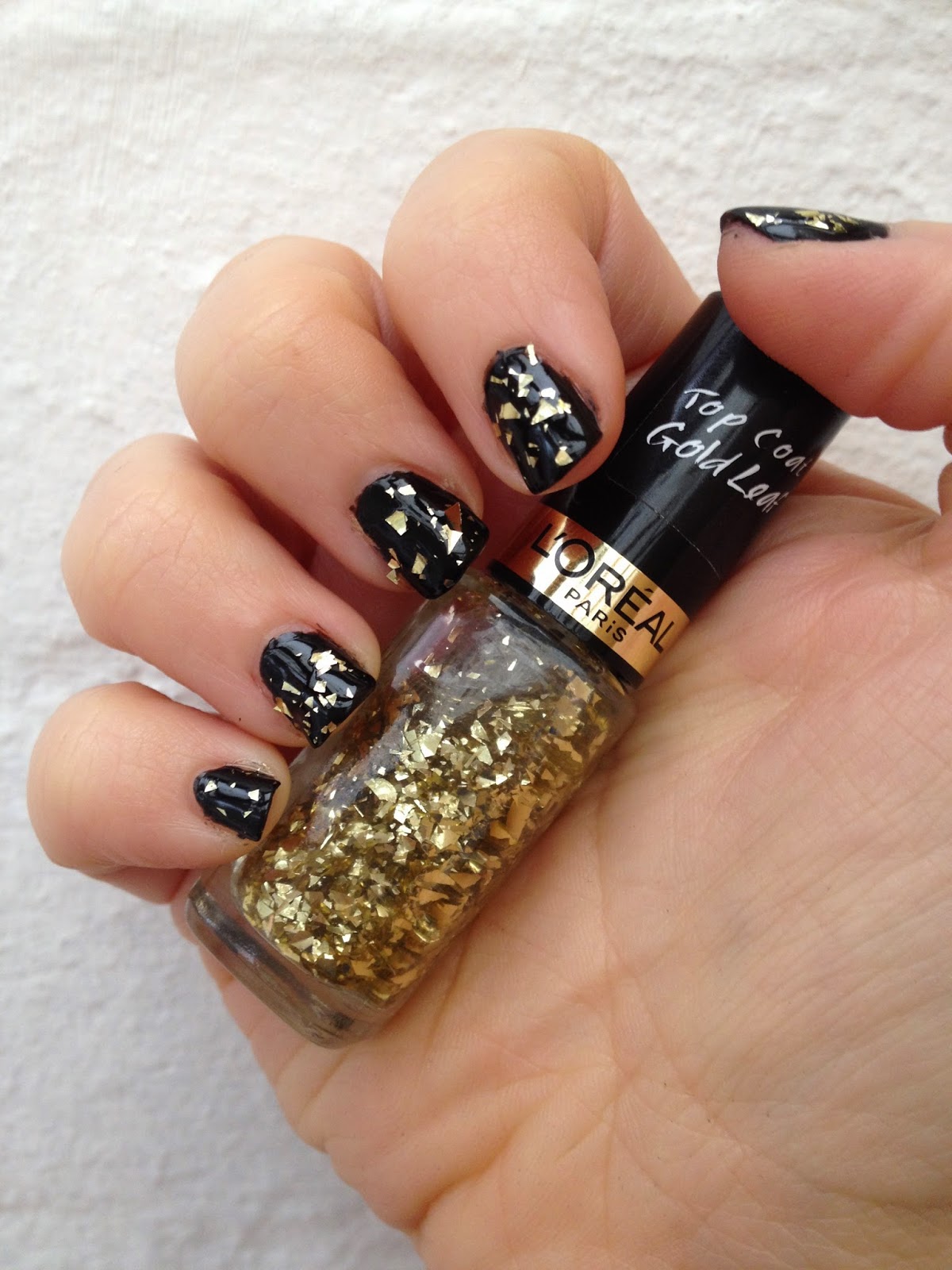Beautyswot Gold Leaf Top Coat Over Black Nail Polish Party Nails Gold Leaf Top Coat Over Black Nail Polish Party Nails