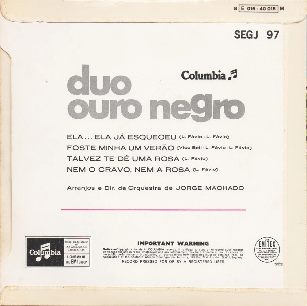 Duo Ouro Negro - Talvez Te Dê Uma Rosa (1970) Back