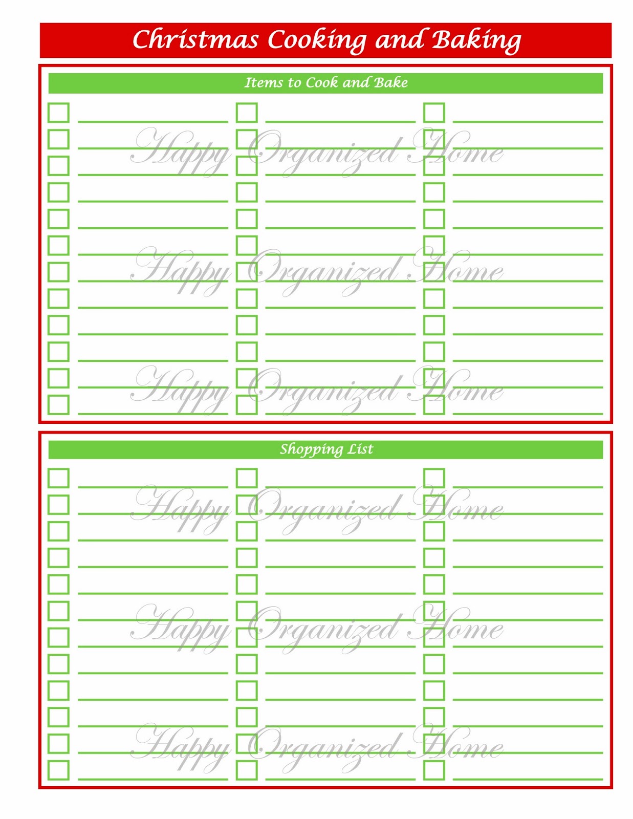 Happy Organized Home Keeping your Christmas Baking Organized